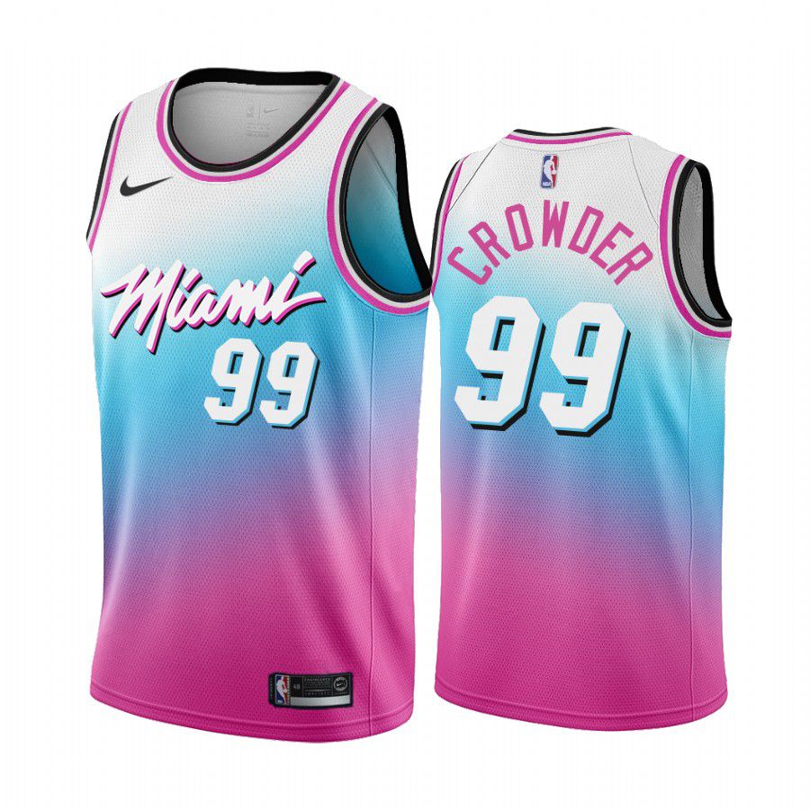 Men Miami Heat 99 jae crowder blue pick city edition vice 2020 nba jersey